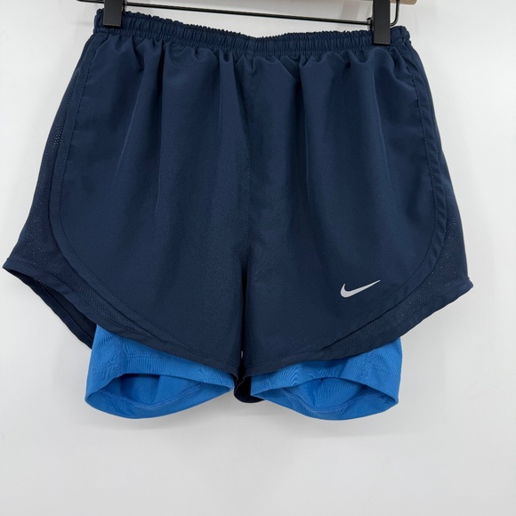 Nike Shorts Women XS Blue 2 in 1 Tempo Dri Fit Running Active Workout Athletic - Picture 1 of 12